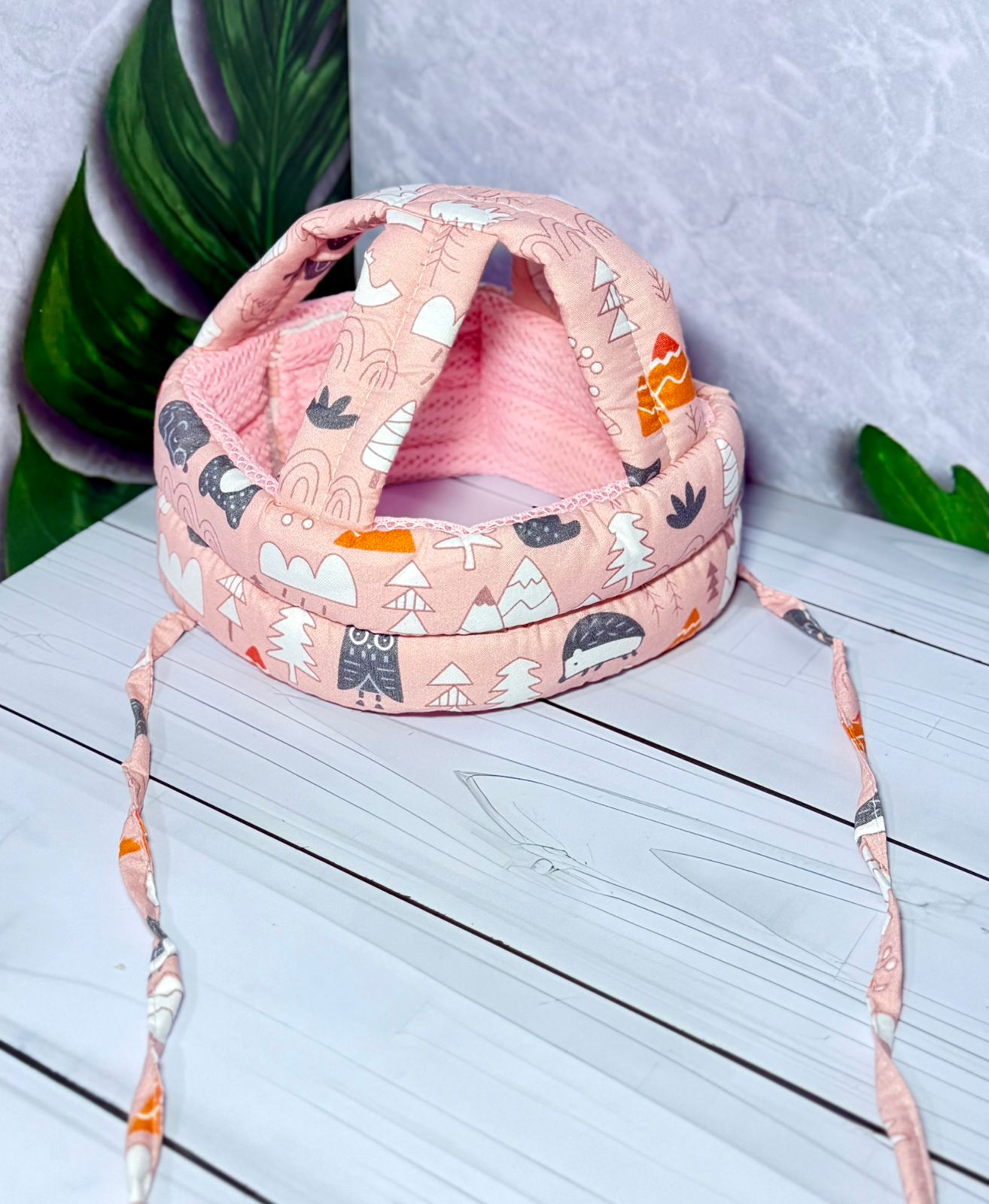 Vista 4 de Gorro Casco Protector Para Bebes - COLOR: ROSADO